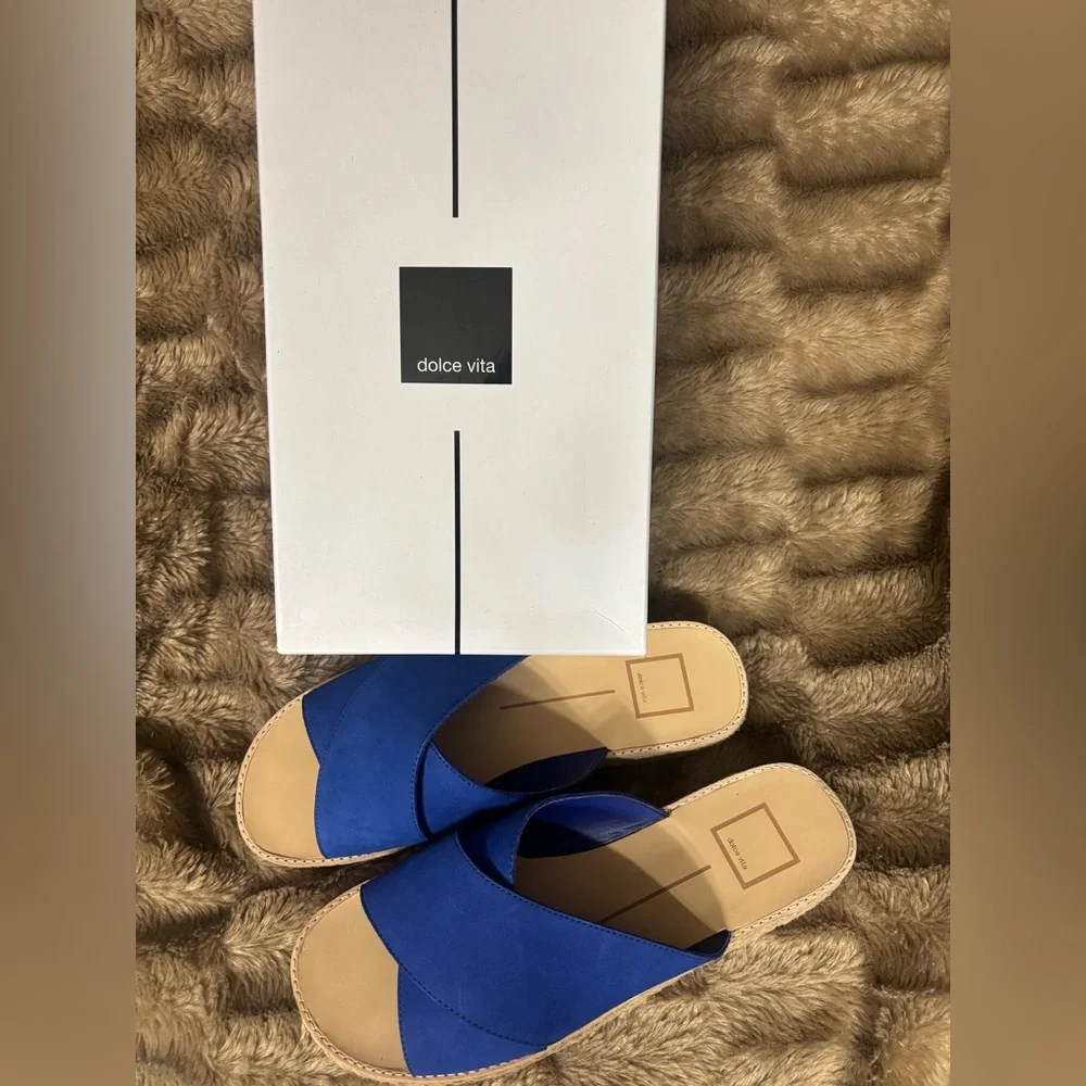 Dolce Vita Royal Blue Crossband Espadrille Slide Sandals
